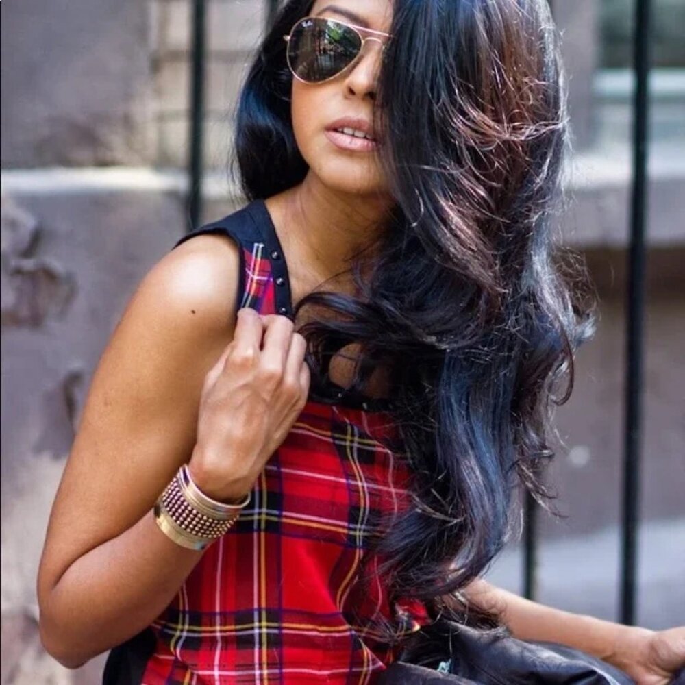Express Studded Tartan Plaid Tank